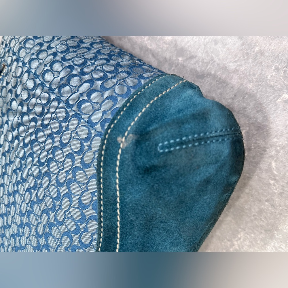 Coach Signature & Suede Blue Shoulder Bag #F10944 - Picture 8 of 12